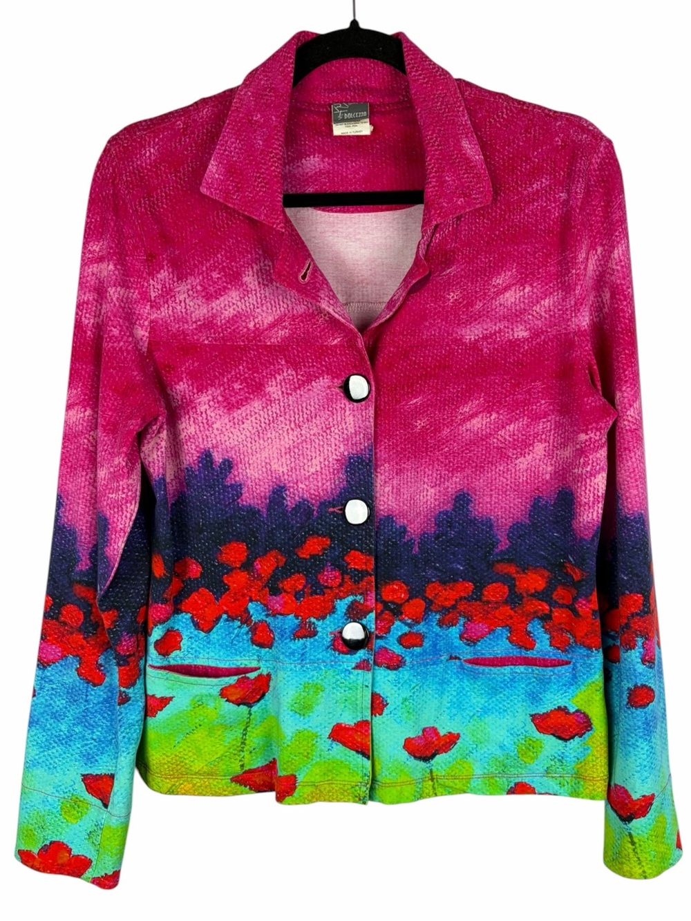 Dolcezza Colourful Poppy Landscape Print Jacket Size Medium